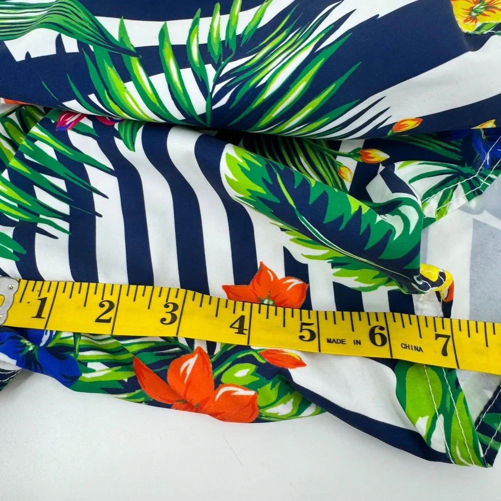 Polo Ralph Lauren Mens Tropical Floral Striped Swim Trunks Navy White Size‎ 38
